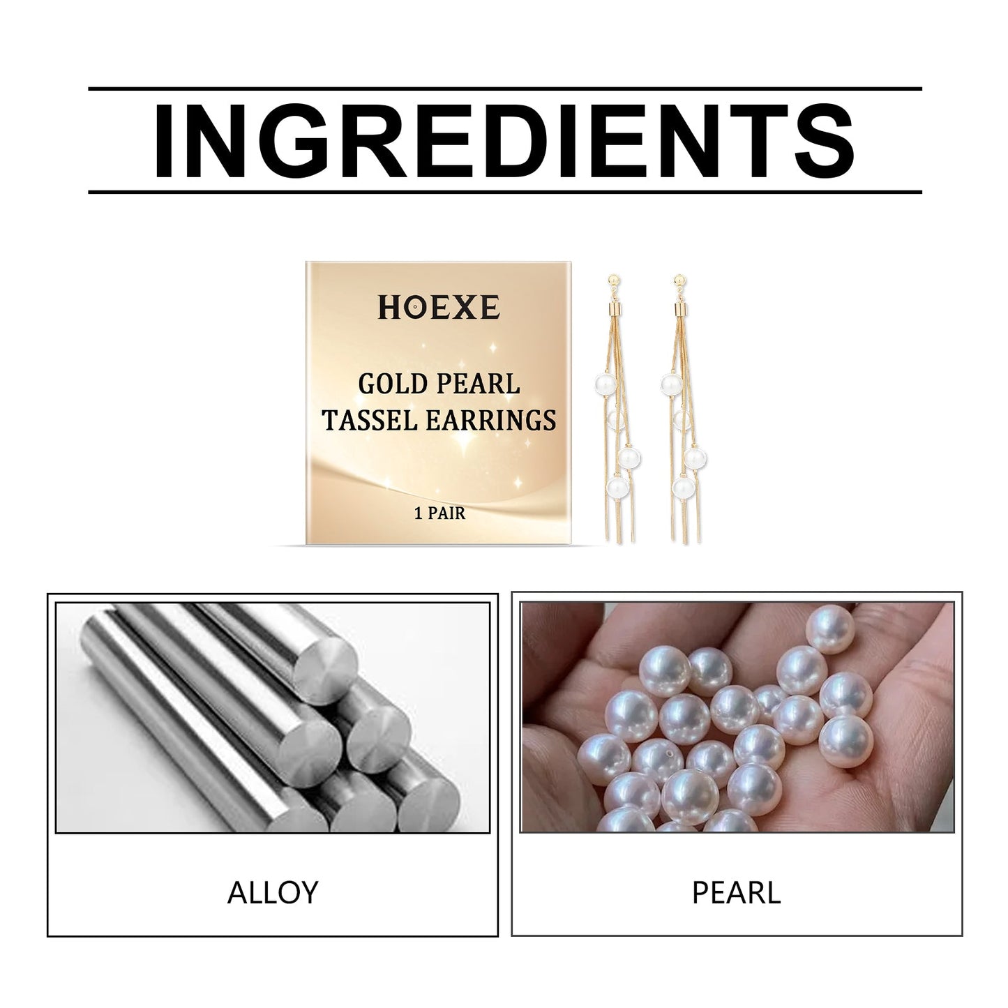 Hoexe Gold Pearl Fringe Earrings