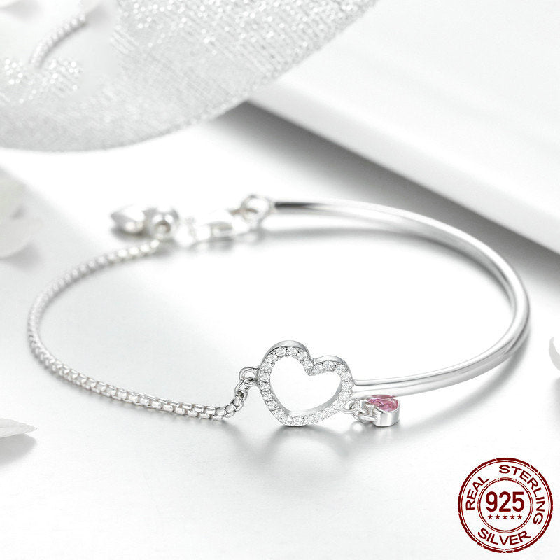 S925 heart silver bracelet