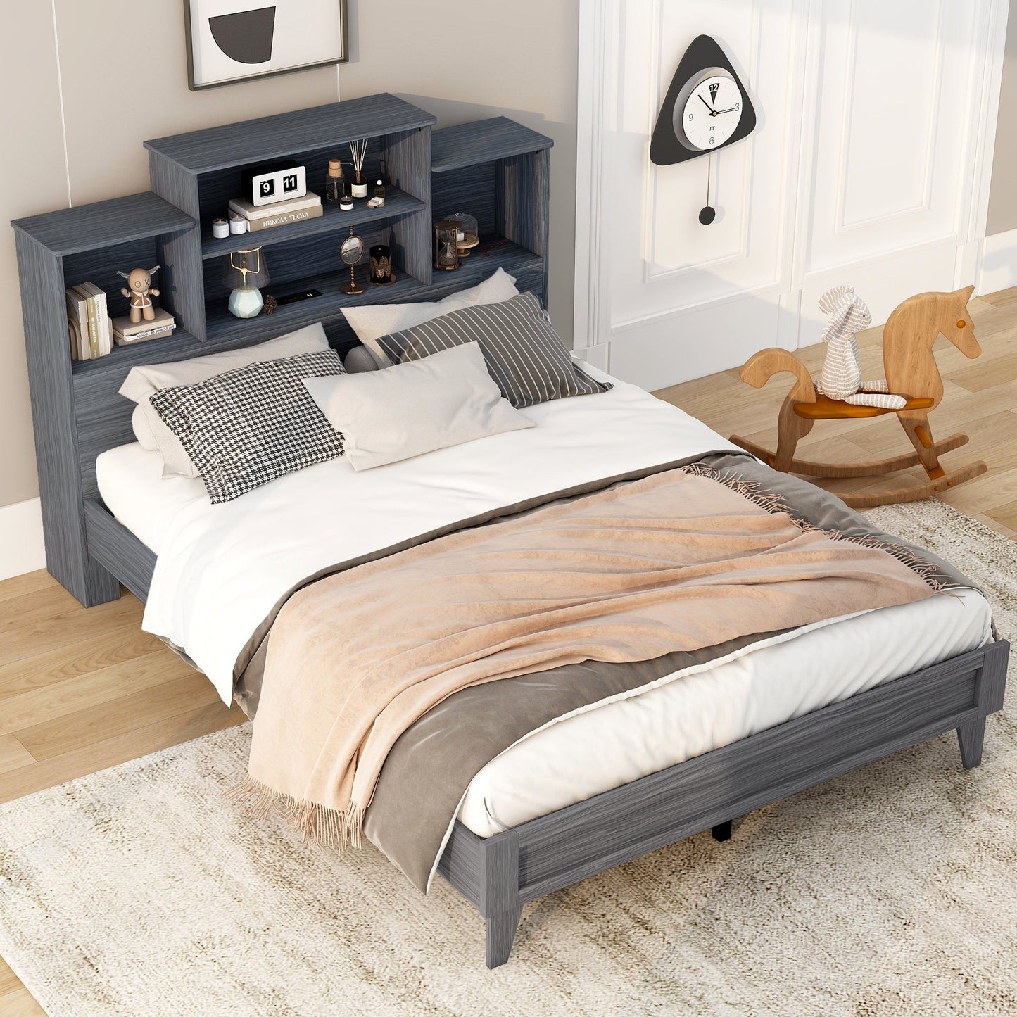 Queen Size Storage Platform Bed Frame