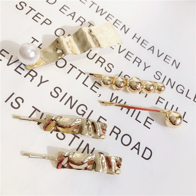 Gold Color Ball Hair Clips