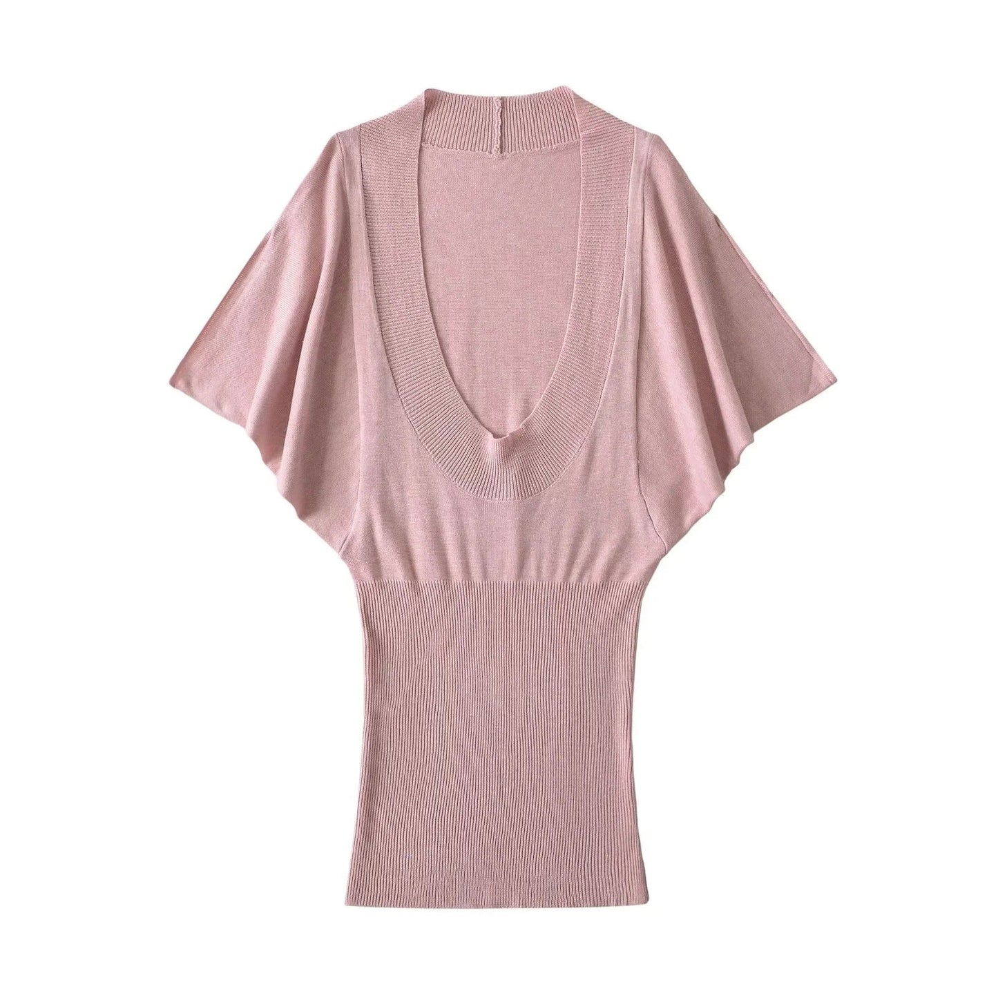 U-neck waist cinched knitted hooded dress