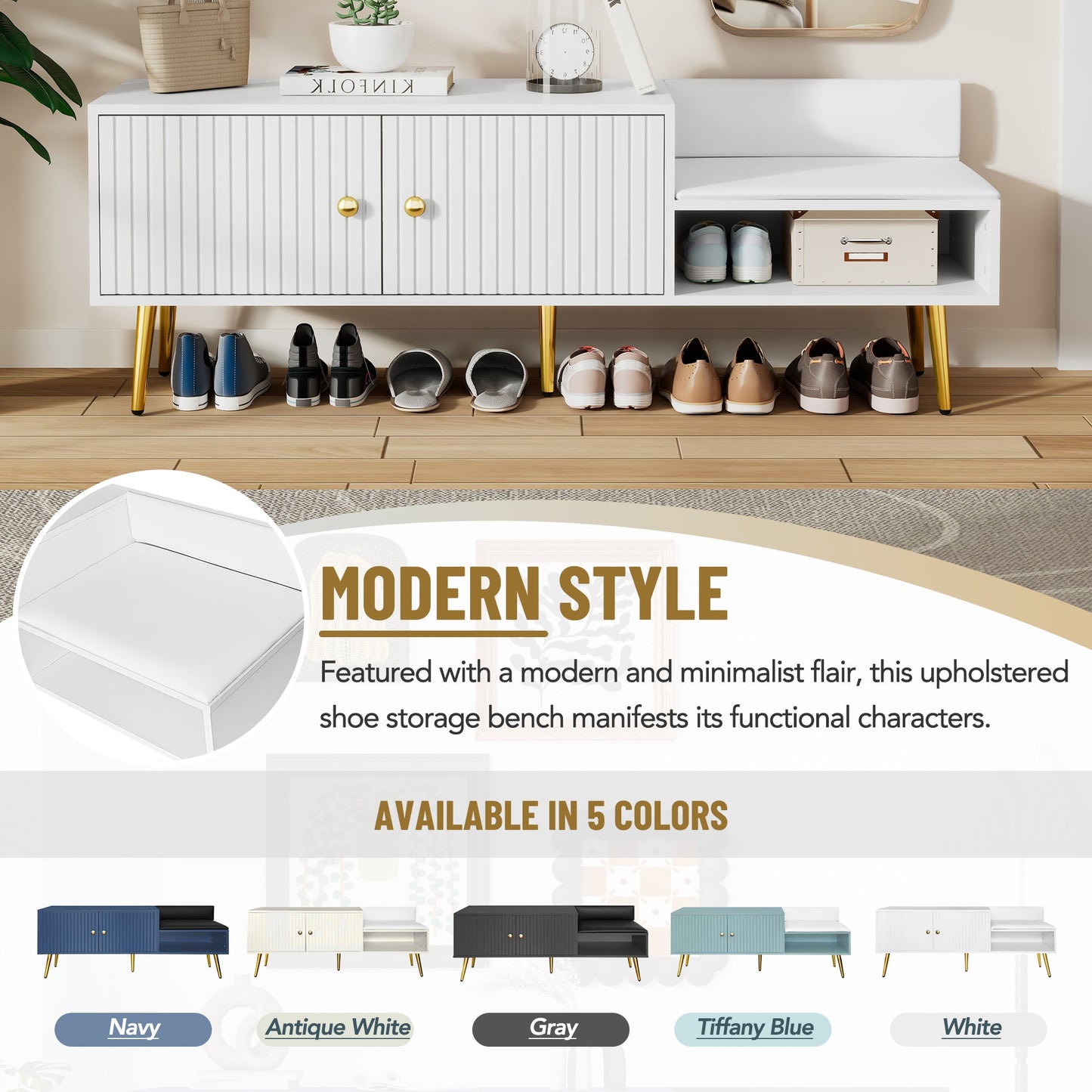 Shoe Storage Bench with Hidden Storage