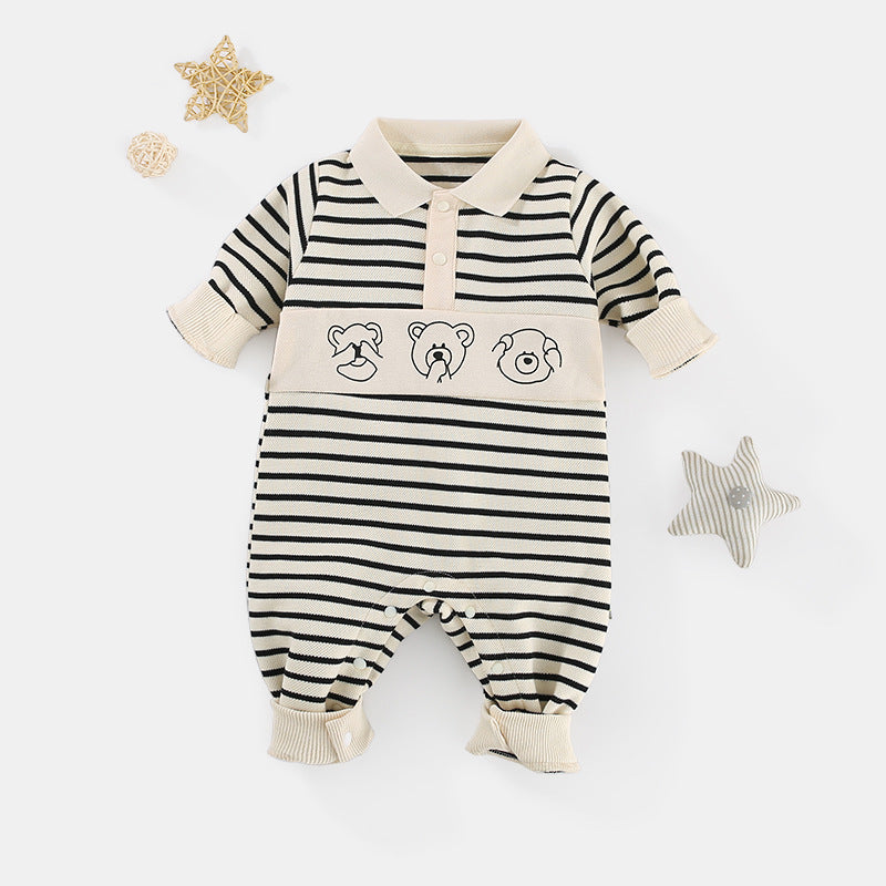 Striped Bear Newborn Onesie