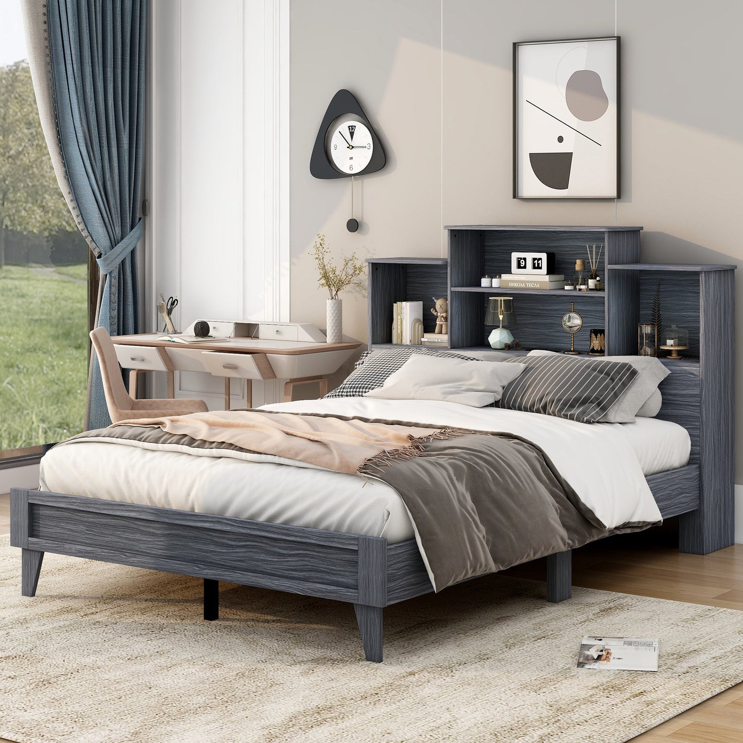 Queen Size Storage Platform Bed Frame