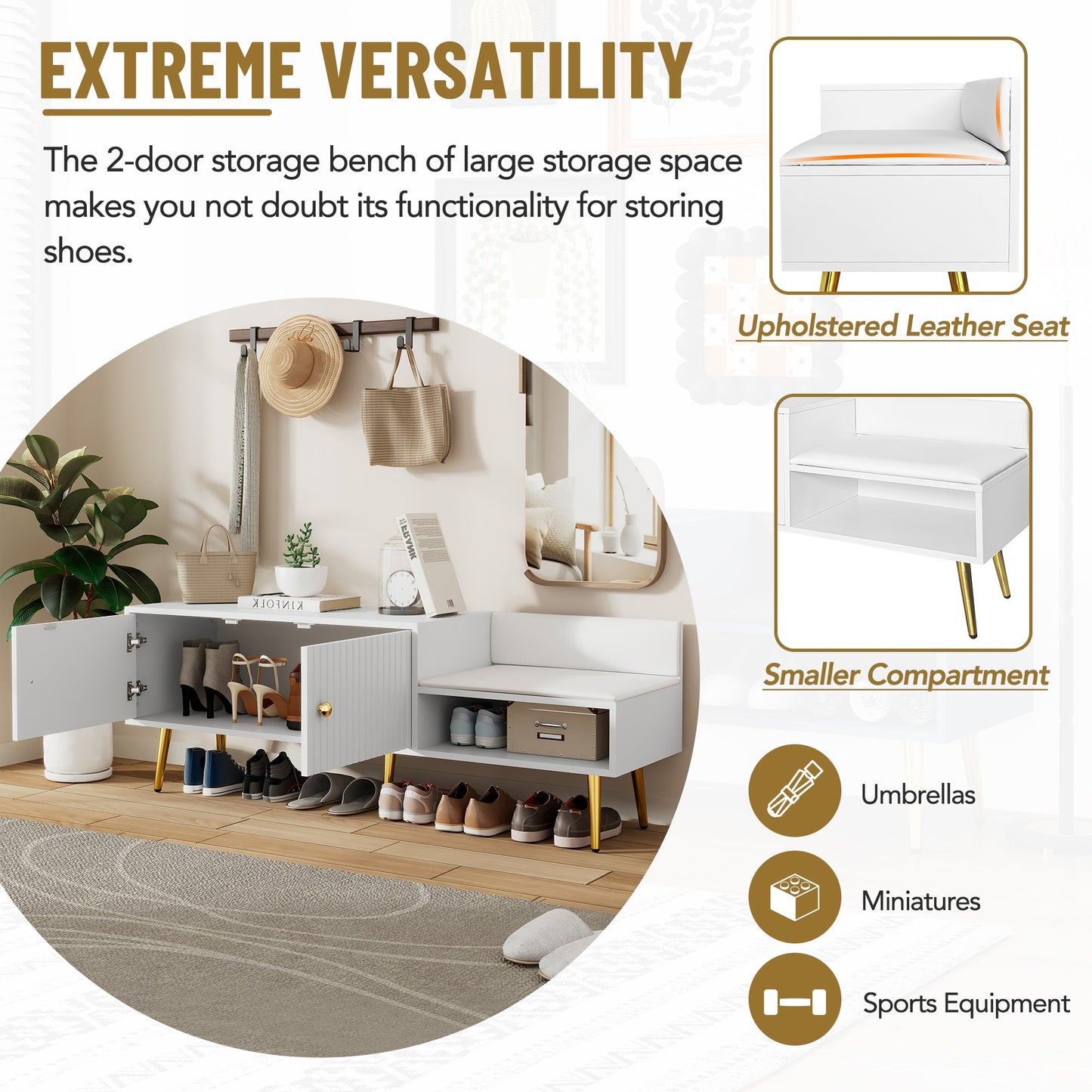 Shoe Storage Bench with Hidden Storage