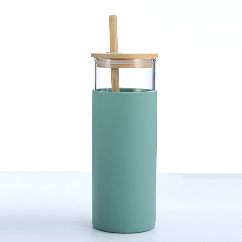 Bamboo Covered  Borosilicate Glass Cup