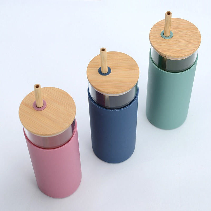 Bamboo Covered  Borosilicate Glass Cup