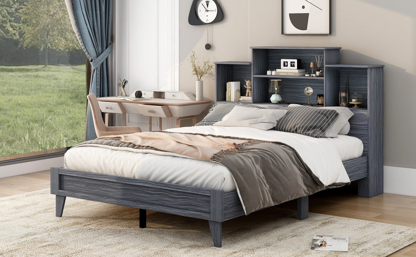 Queen Size Storage Platform Bed Frame