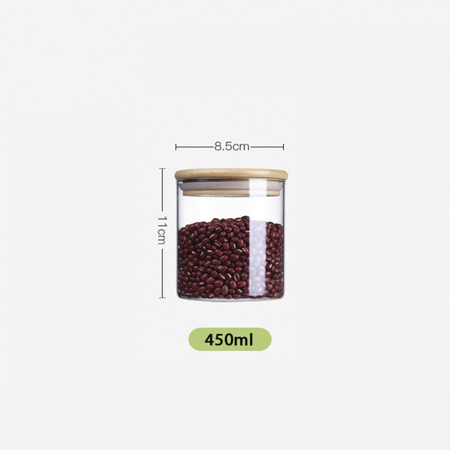 Glass Jar With Bamboo Lid Containers