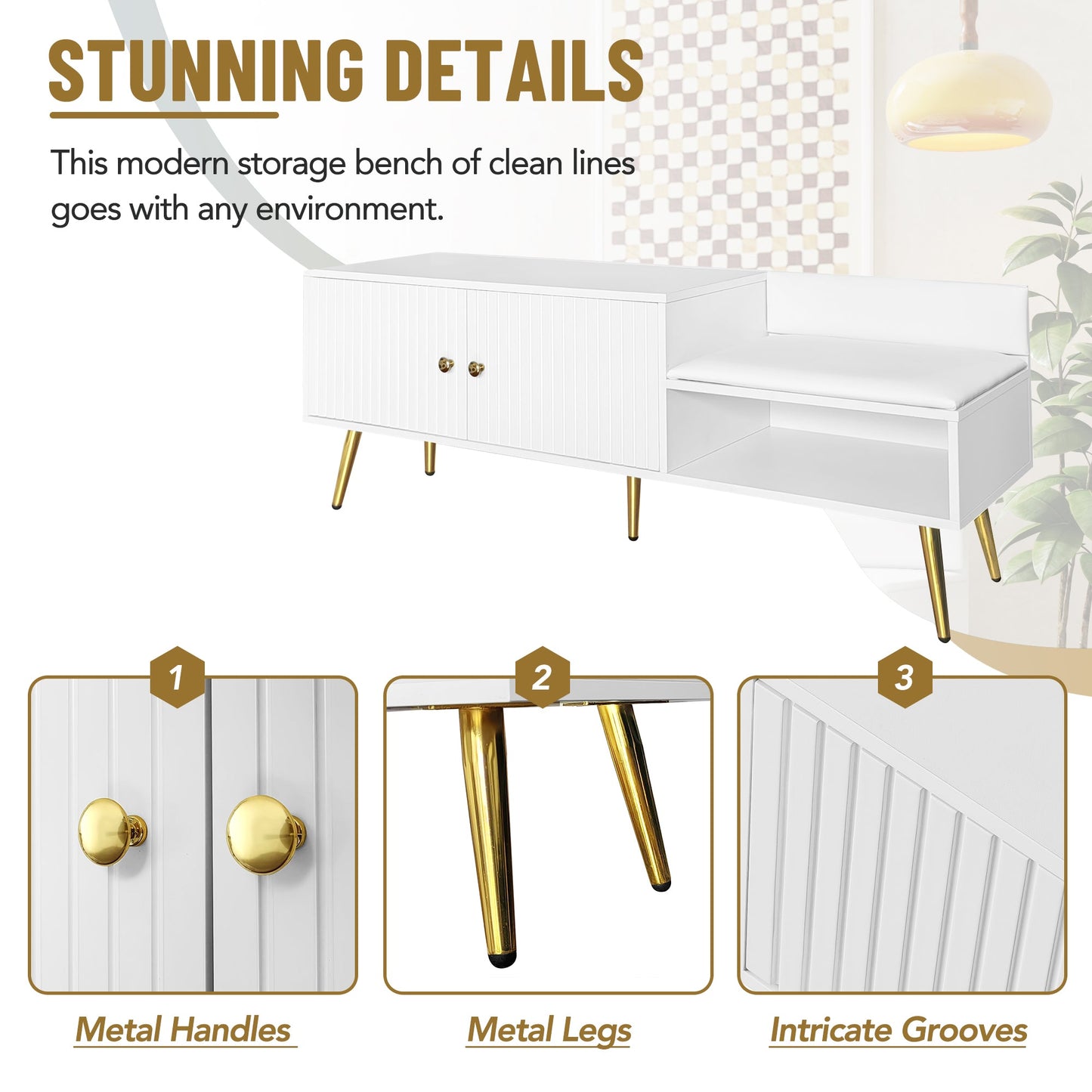 Shoe Storage Bench with Hidden Storage