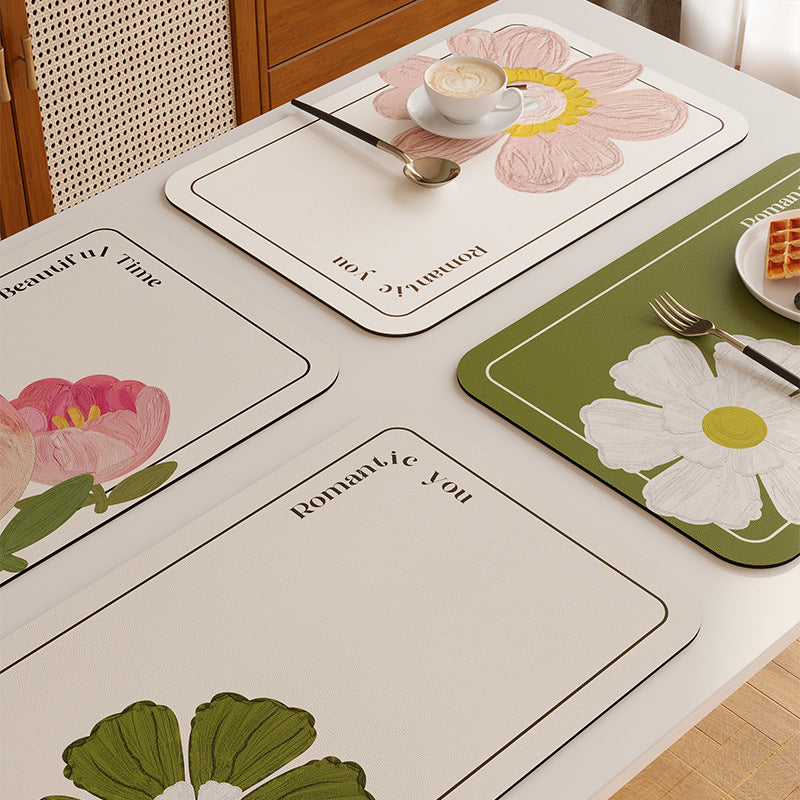 2pcs/set Nappa Leather Waterproof Oil-proof Table Mat