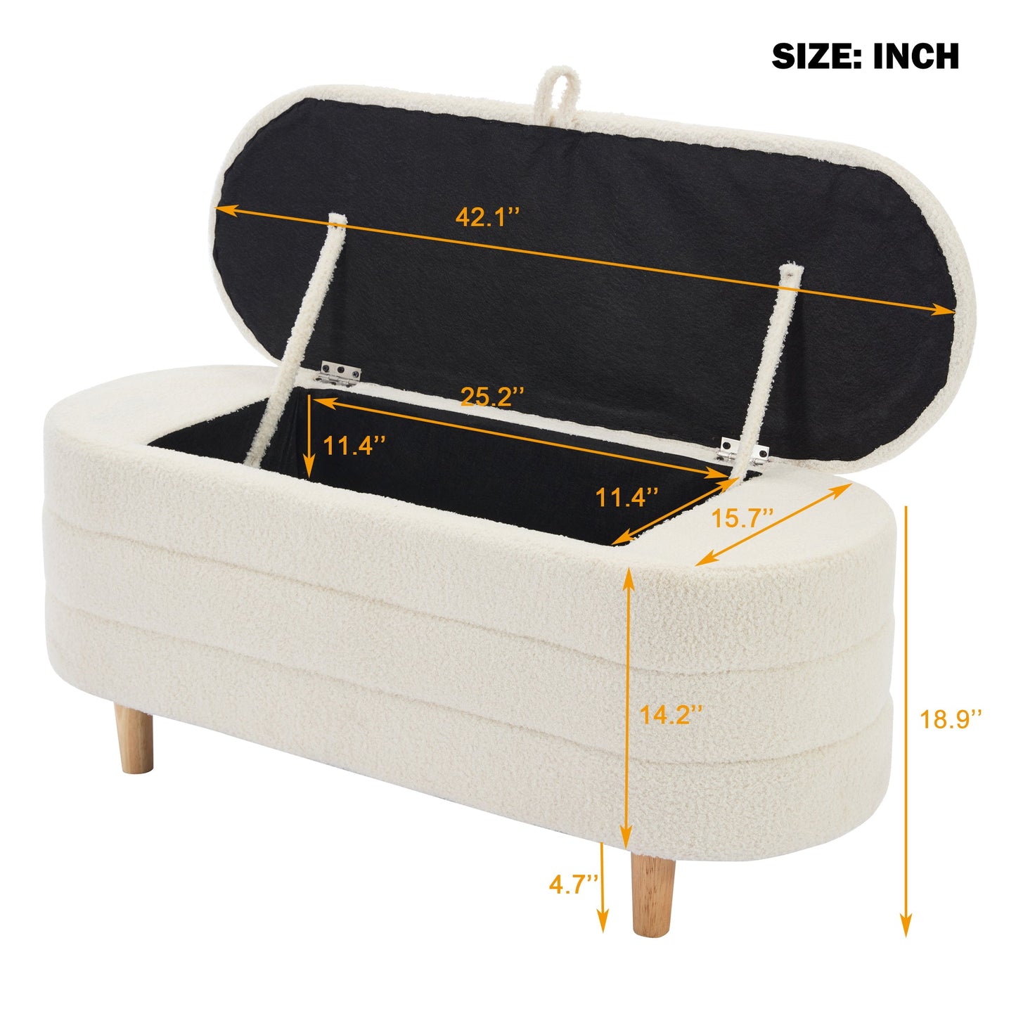 Sherpa Fabric Storage Ottoman