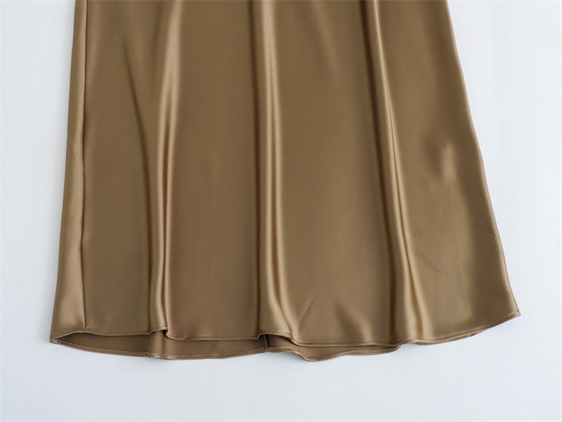 Satin Keyhole Back A-Line Sleeveless Dress