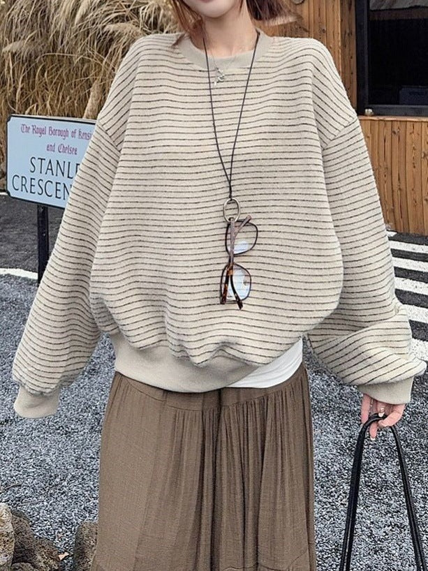 Round Neck Striped Sweatshirt