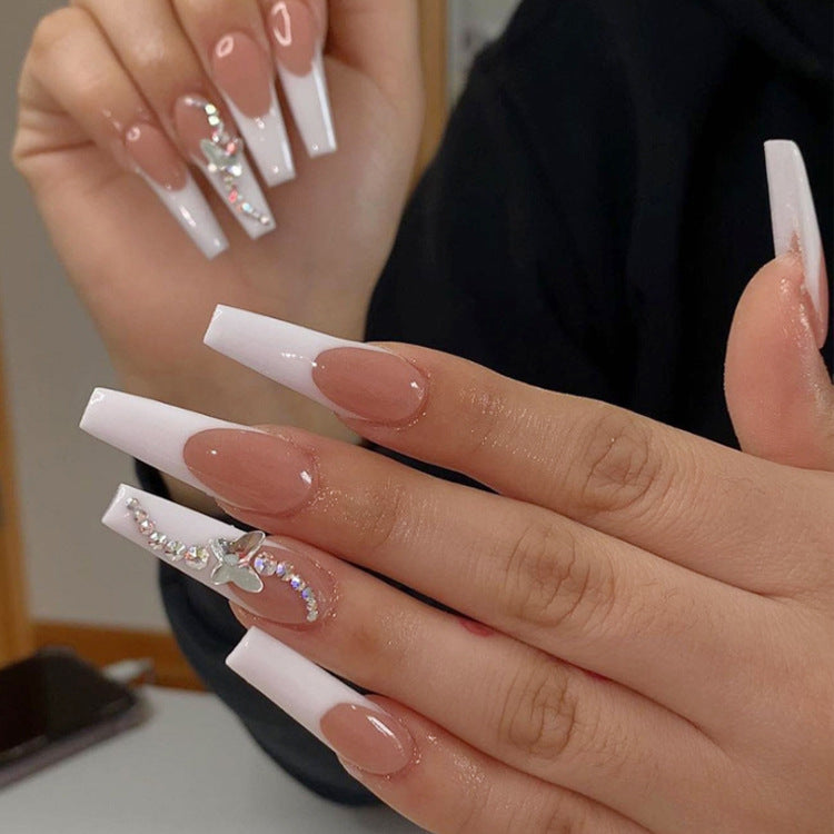 24 Pieces Press On Nails French Ballet Manicure