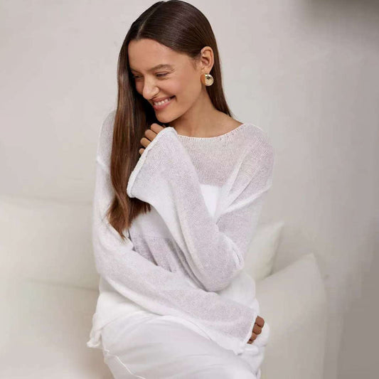 Thin Flare Sleeve Knitted Long Sleeve