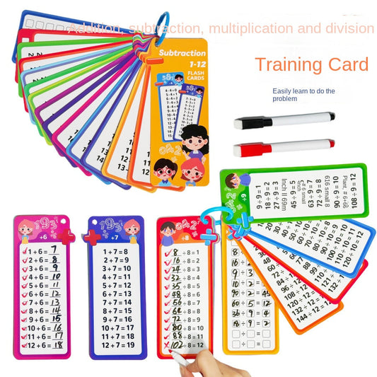 Multiplication Flash Cards Learning Tool for Math Early Education Addition Subtraction Multiplication Division Arithmetic Teaching Aid for Primary Students