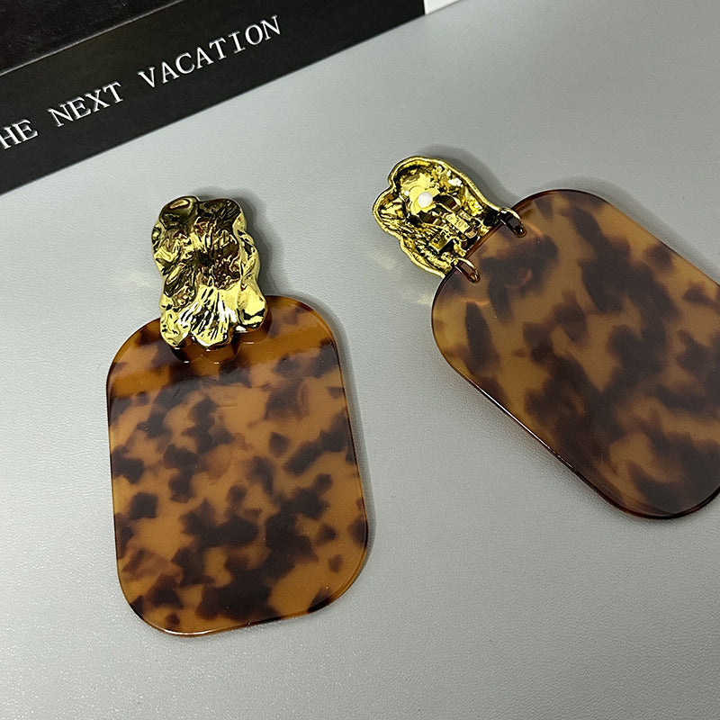 Temperament resin leopard print earrings