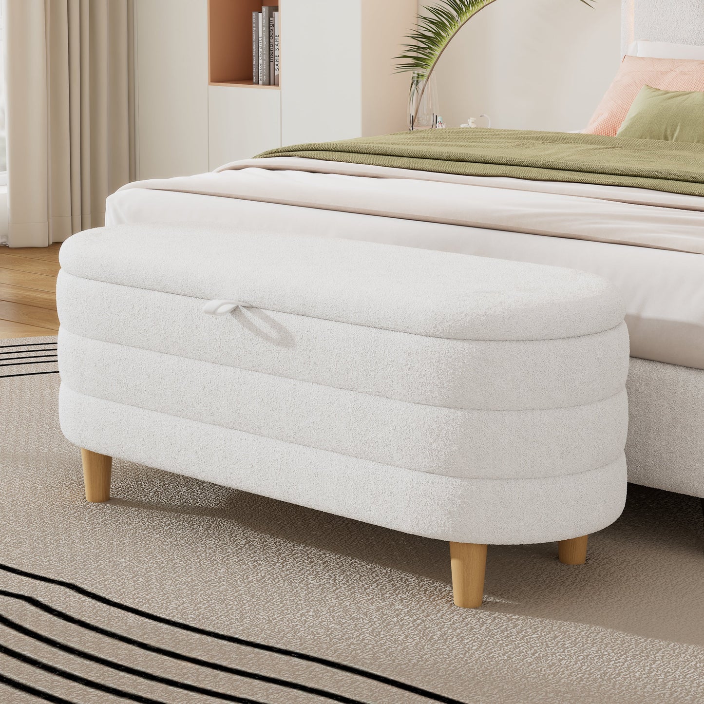 Sherpa Fabric Storage Ottoman