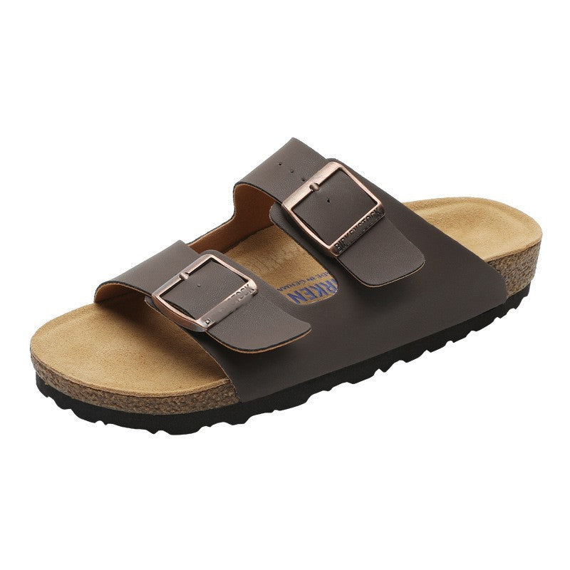 Leather flat bottomed Buchen slippers