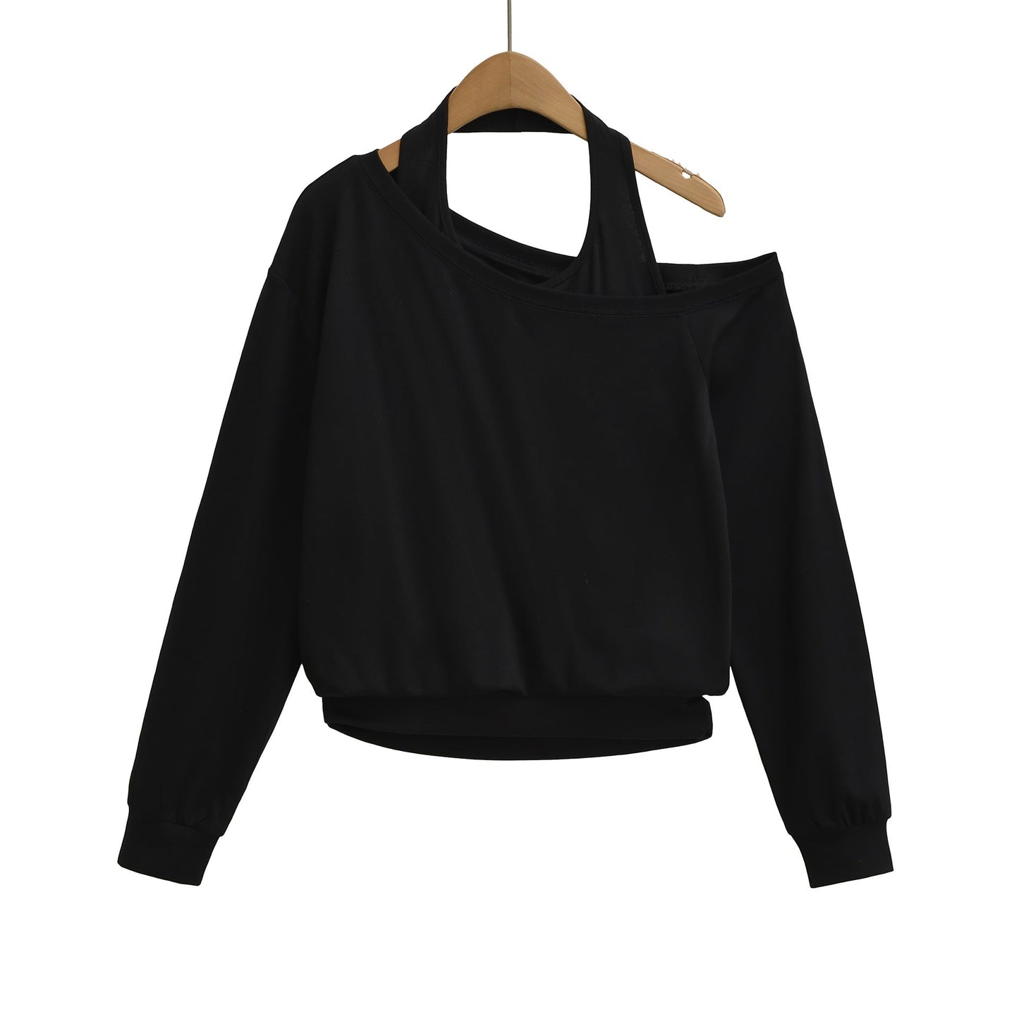 Two loose and lazy neck hanging hoodie