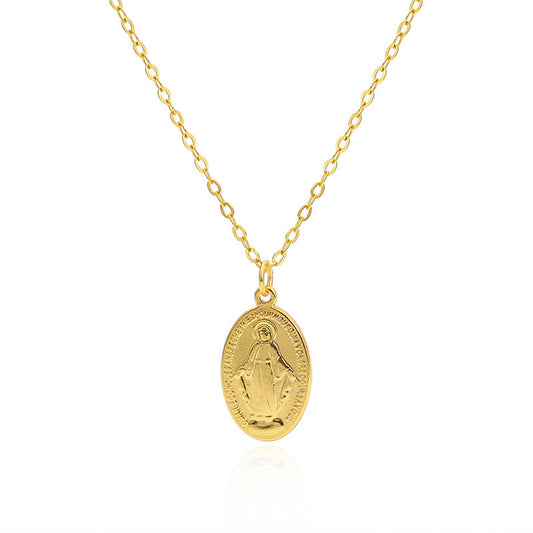 Gilded Virgin Mary necklace