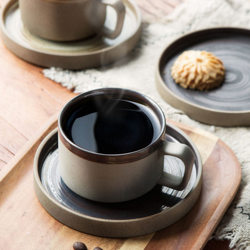 Coarse pottery coffee cup