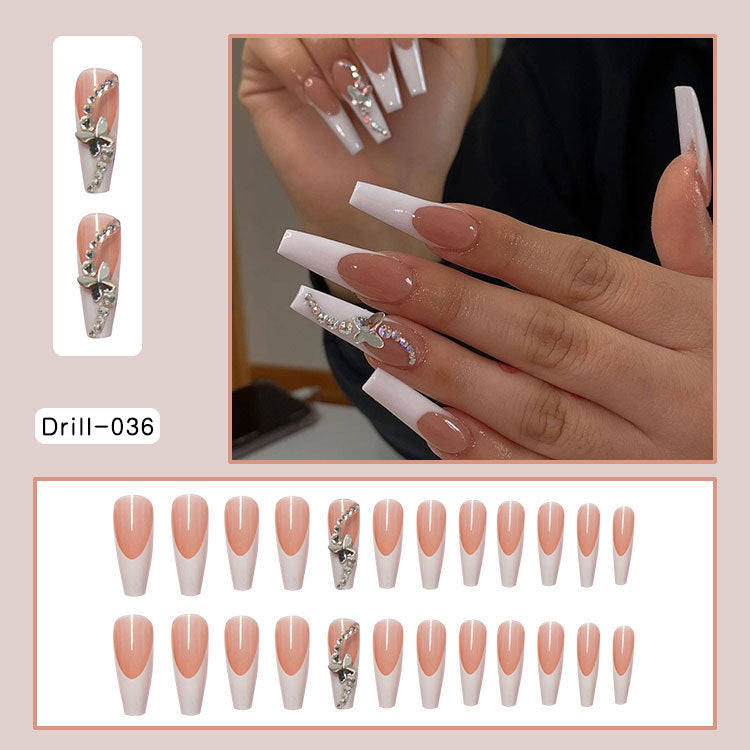 24 Pieces Press On Nails French Ballet Manicure