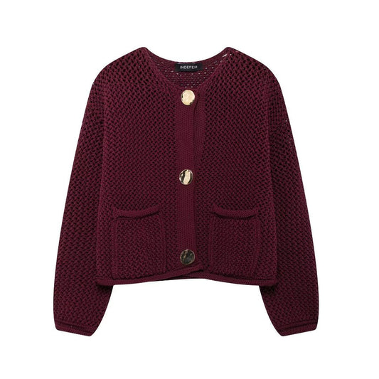 Temperament round neck cardigan