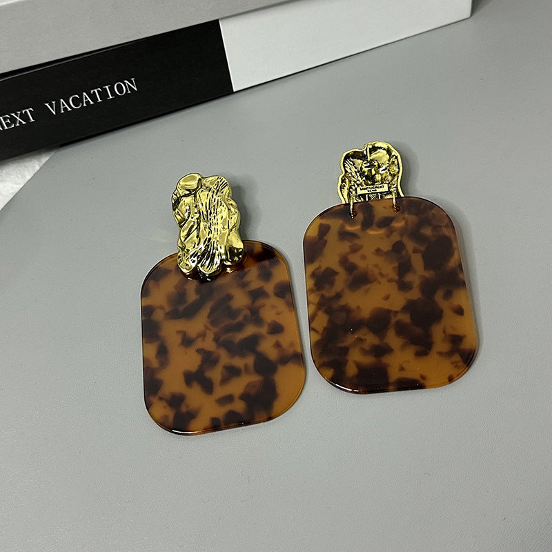 Temperament resin leopard print earrings