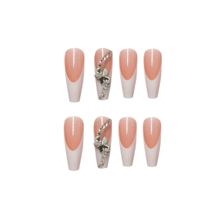 24 Pieces Press On Nails French Ballet Manicure