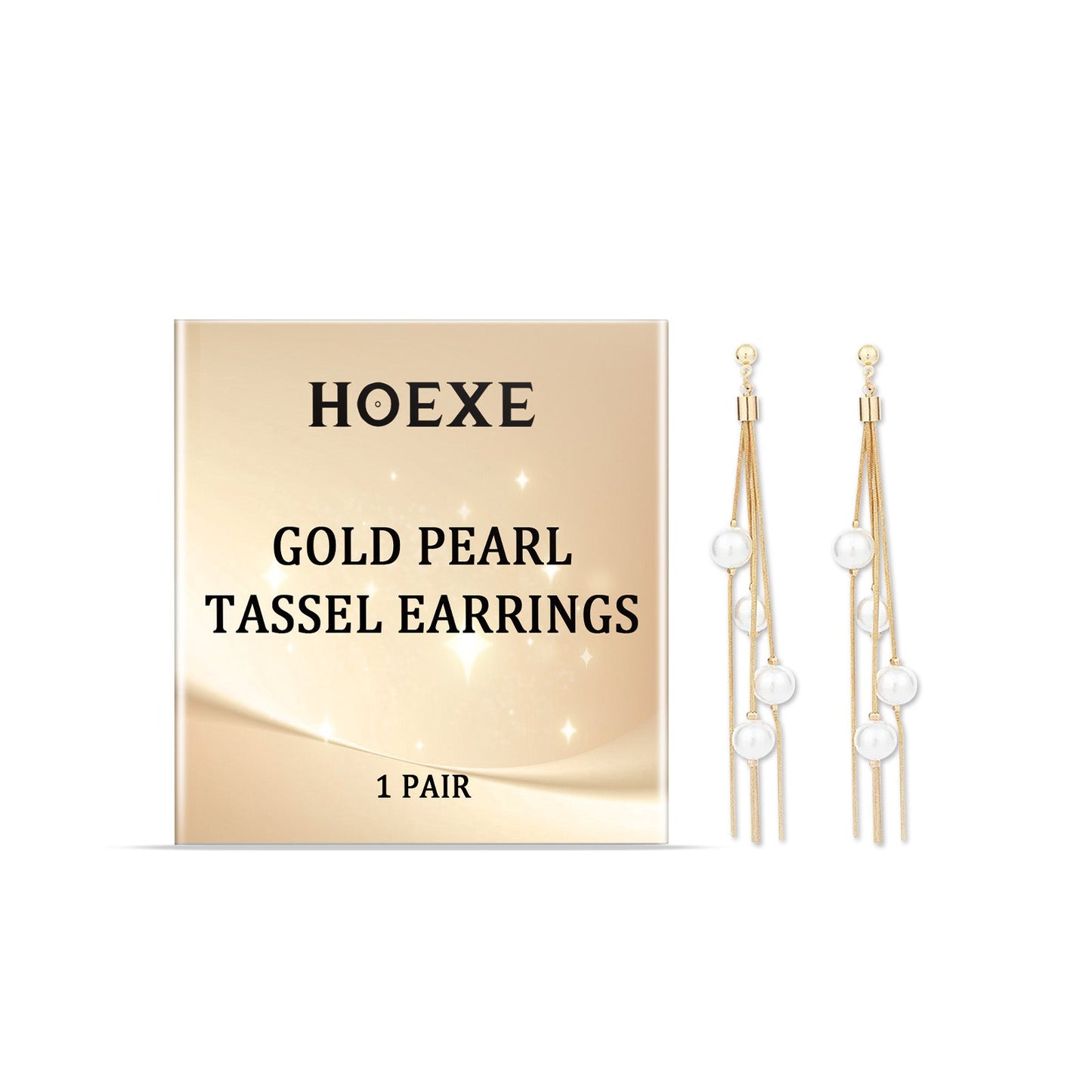Hoexe Gold Pearl Fringe Earrings