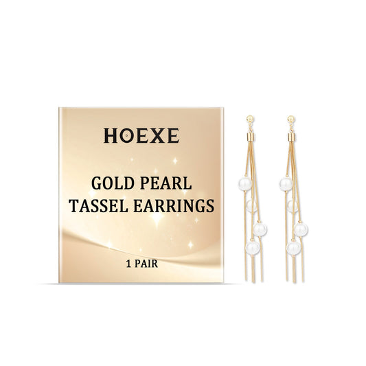 Hoexe Gold Pearl Fringe Earrings