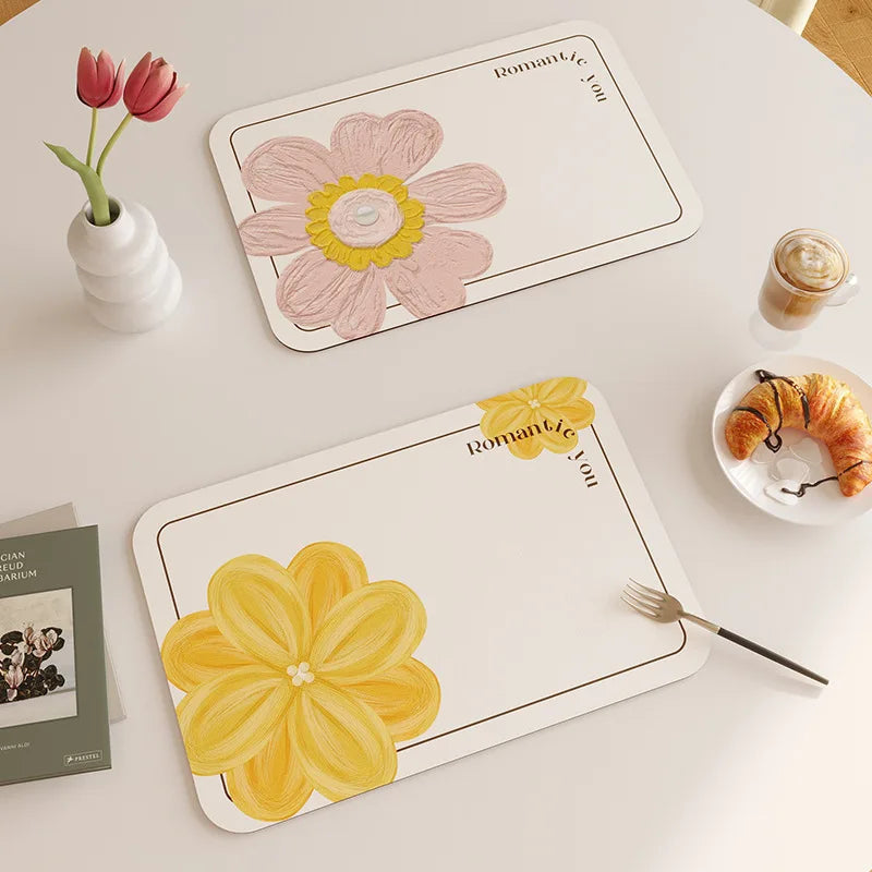 2pcs/set Nappa Leather Waterproof Oil-proof Table Mat