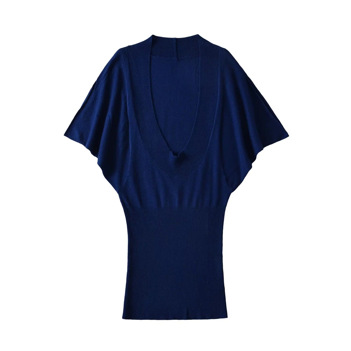 U-neck waist cinched knitted hooded dress