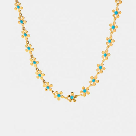 Flower blue drip oil niche light luxury necklace