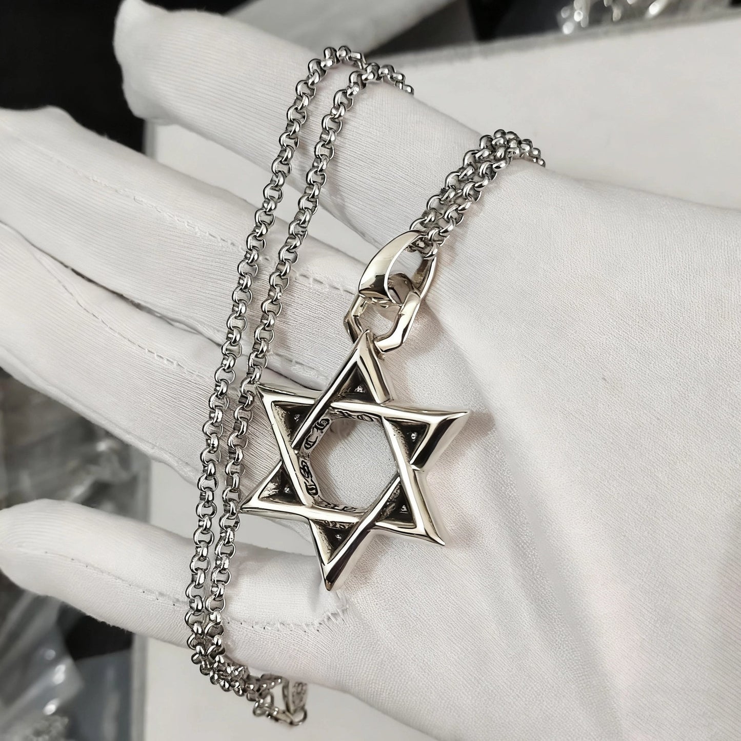 Cross necklace hexagonal star chain ﻿