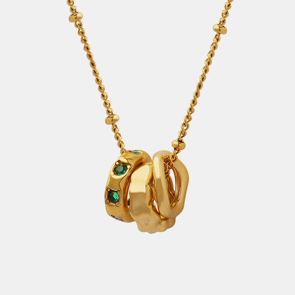 Titanium Steel Pendant Inlaid with Zircon Necklace