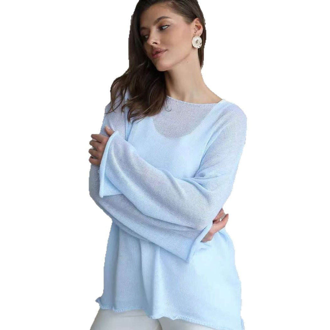 Thin Flare Sleeve Knitted Long Sleeve