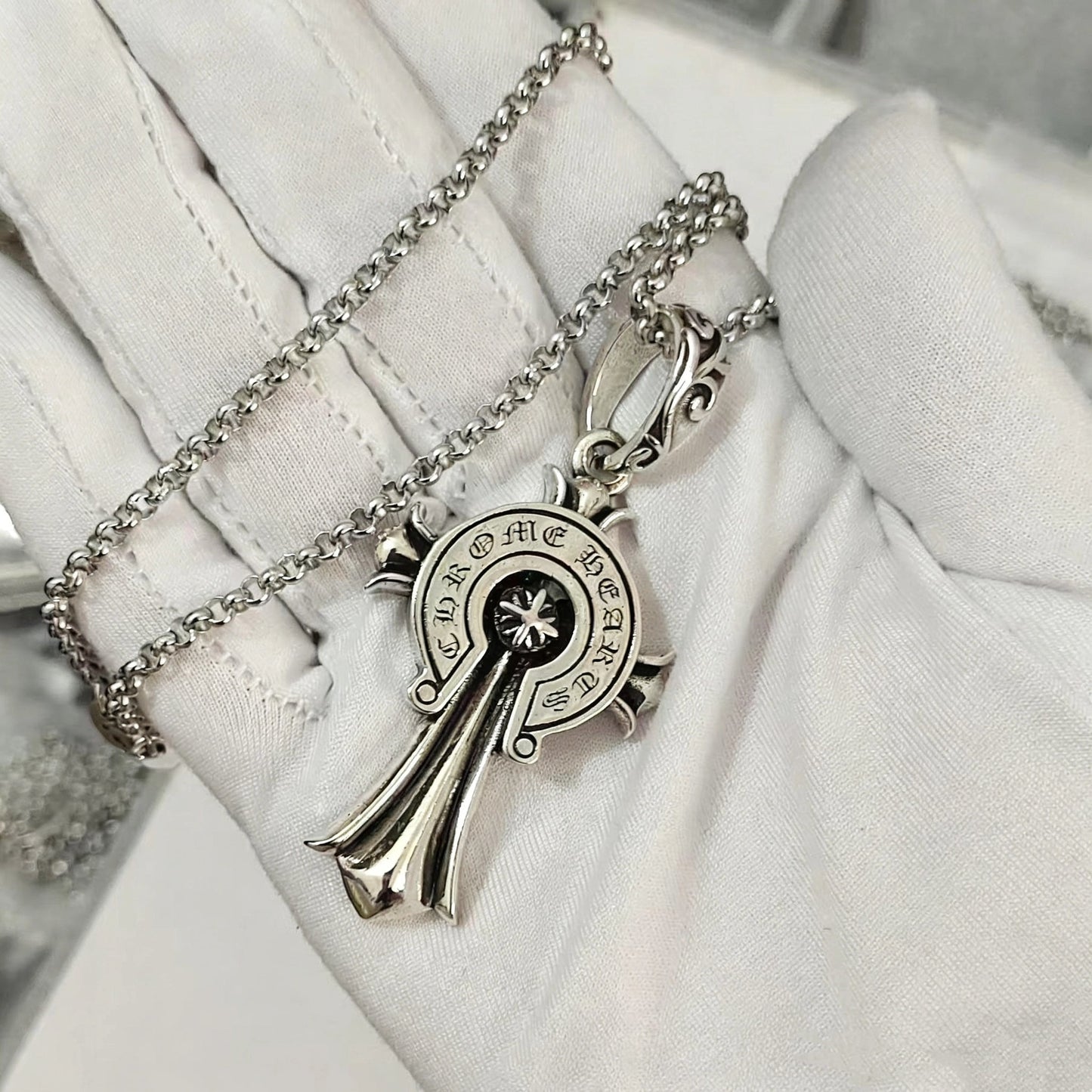 Cross necklace hexagonal star chain ﻿