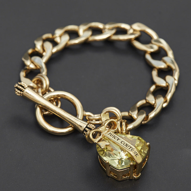 Crystal Gemstone Love Zircon Bow Pendant Bracelet