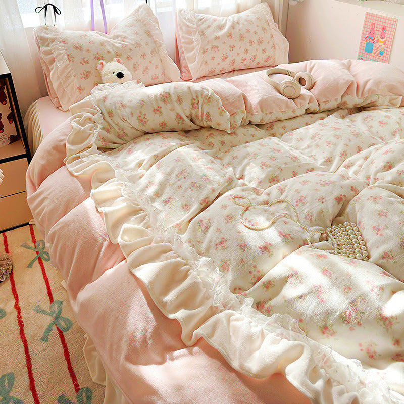 Milk velvet bed four piece set