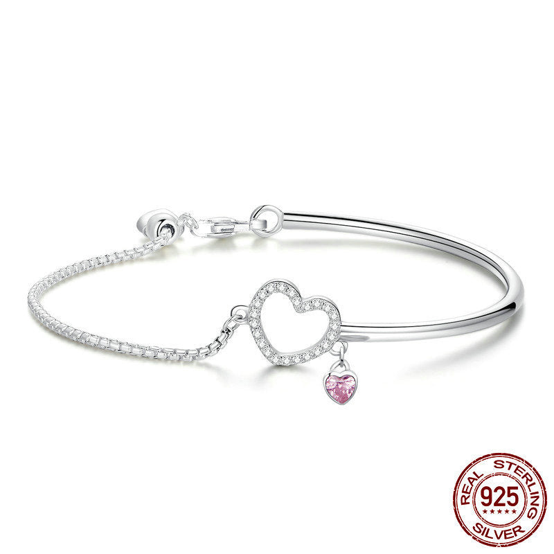 S925 heart silver bracelet