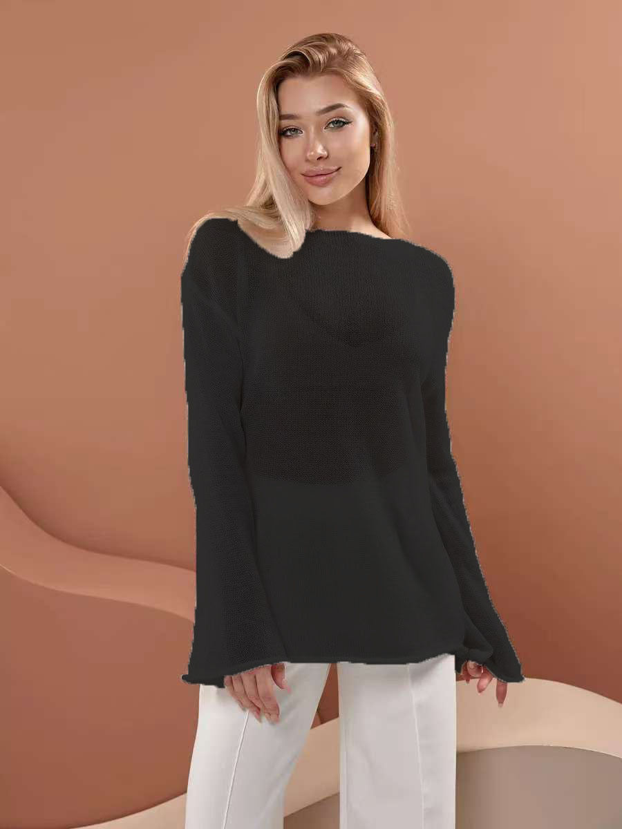 Thin Flare Sleeve Knitted Long Sleeve