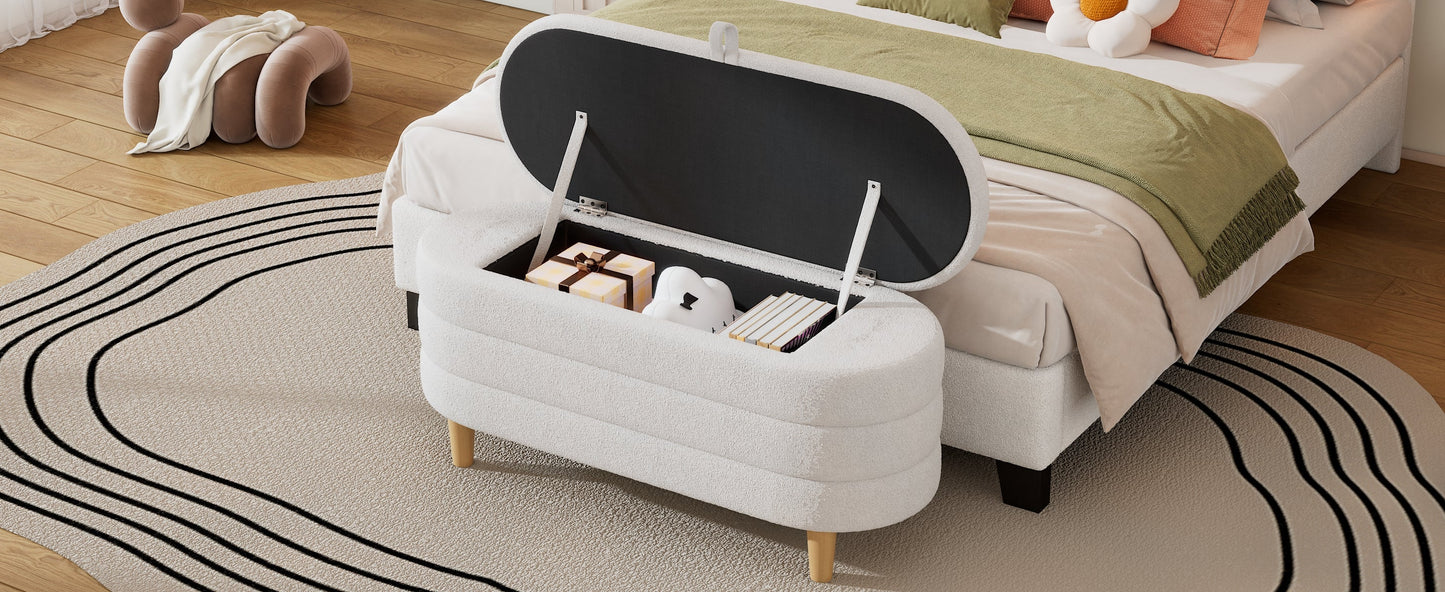 Sherpa Fabric Storage Ottoman