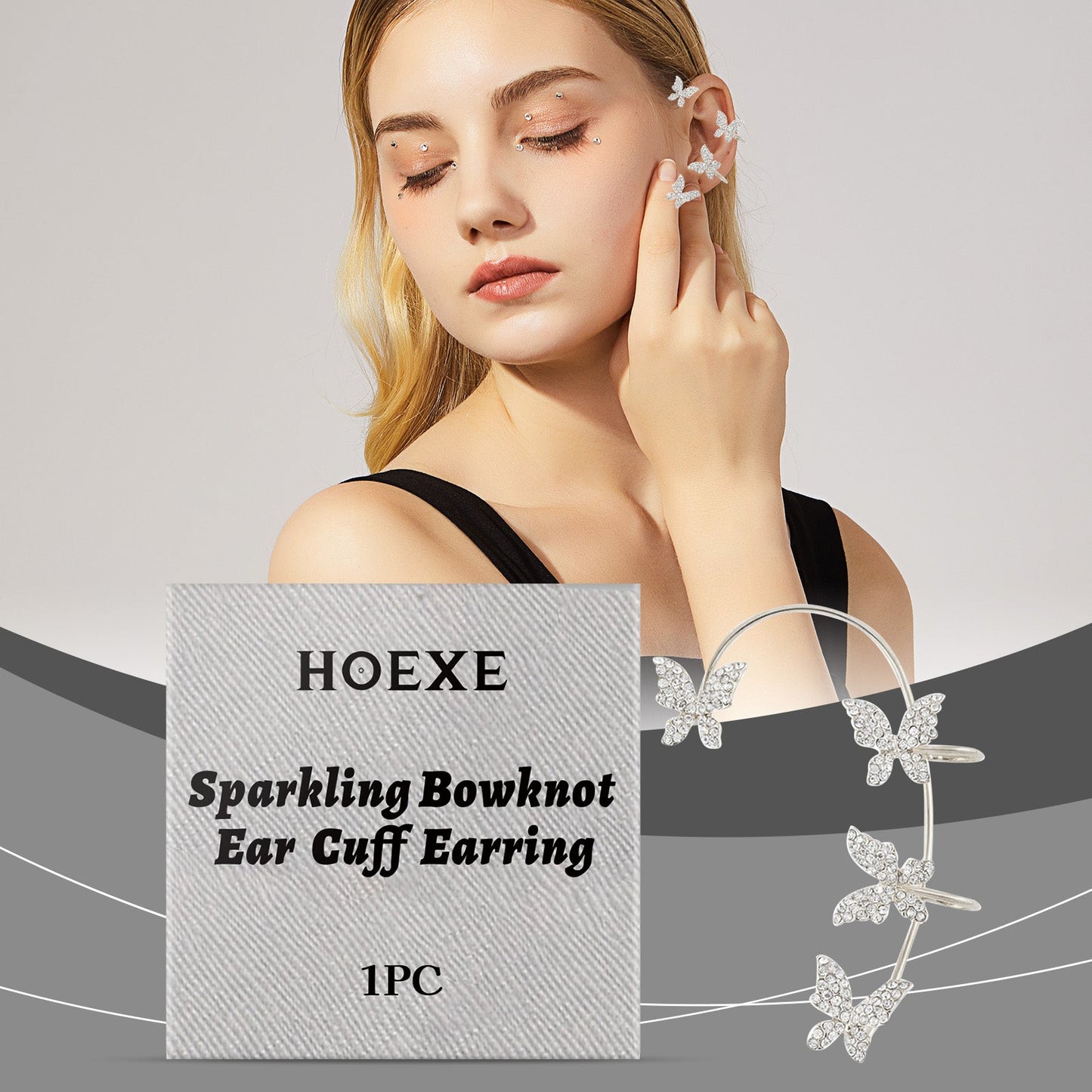 Hoexe Shiny Bow Ear Clip