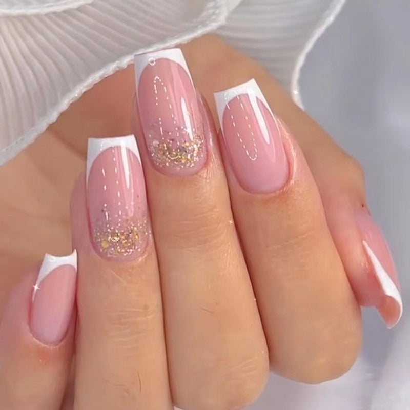 French simple glitter manicure nails