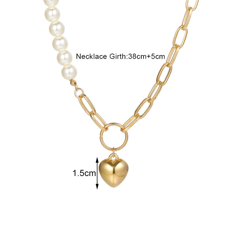 Heart-shaped pearl collarbone necklace
