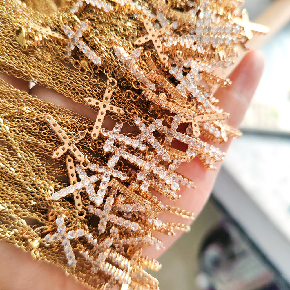 Stainless Steel Plated Cross Pendant Necklace