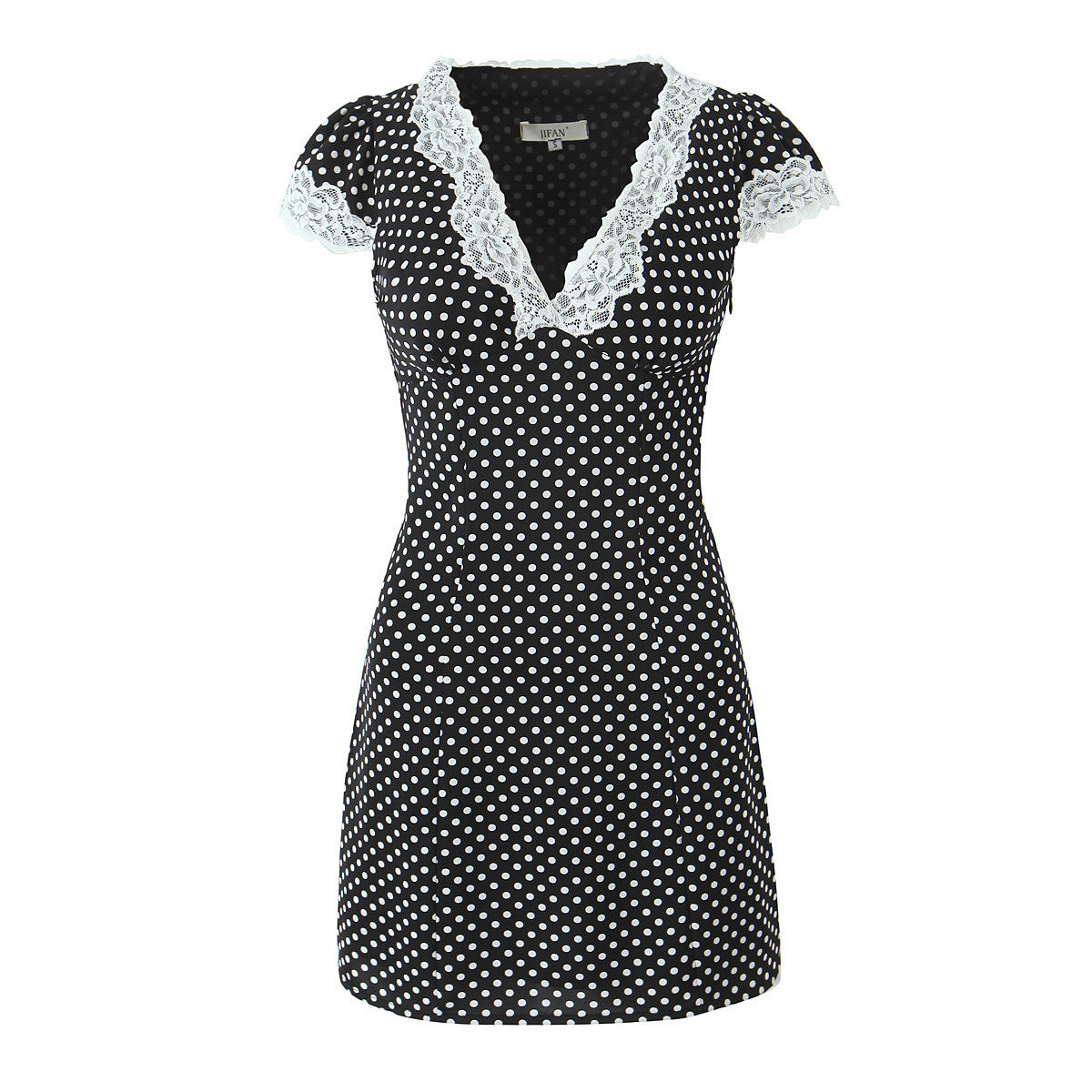 Lace patchwork polka dot print dress